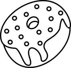 Fototapeta premium Minimalist Outline of a Donut. Dessert food, sweet food. Bread.