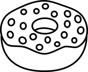 Minimalist Outline of a Donut. Dessert food, sweet food. Bread.