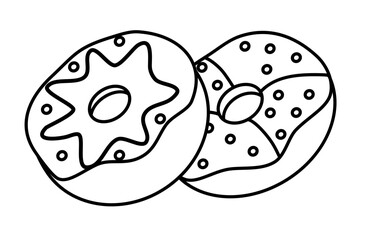 Minimalist Outline of a Donut. Dessert food, sweet food. Bread.