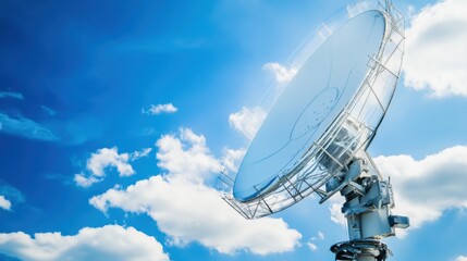 A close-up of a satellite antenna array, transmitting signals across space, Satellite communication style