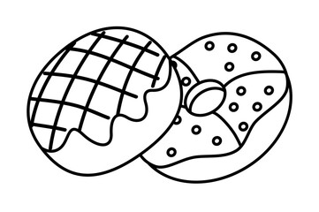 Minimalist Outline of a Donut. Dessert food, sweet food. Bread.