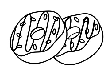 Minimalist Outline of a Donut. Dessert food, sweet food. Bread.