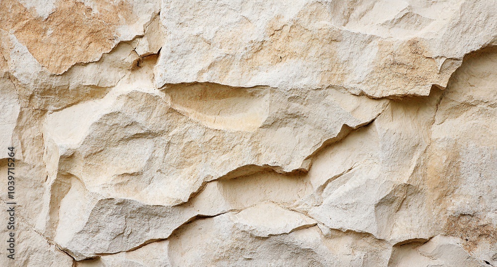 Wall mural beige stone grunge background, rock wall with rough texture