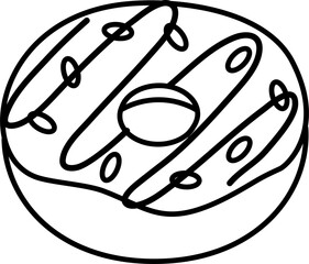 Minimalist Outline of a Donut. Dessert food, sweet food. Bread.