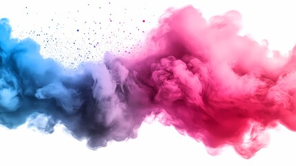 Fototapeta premium Abstract Swirling Smoke Cloud Blue and Pink Colors Isolated on White