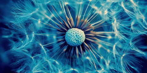 Obraz premium A close up of a blue flower with a white center