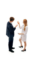 Doctor and businessman discussing prescription medications, focusing on health benefits of vitamins and supplements. Concept of medicine, health insurance, healthcare