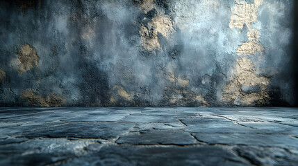 Dark and Moody Concrete Wall and Stone Floor Background