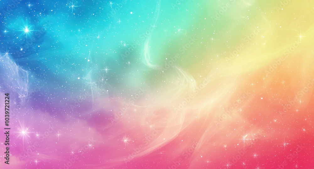 Wall mural pastel-colored dreamy nebula with sparkles generative ai