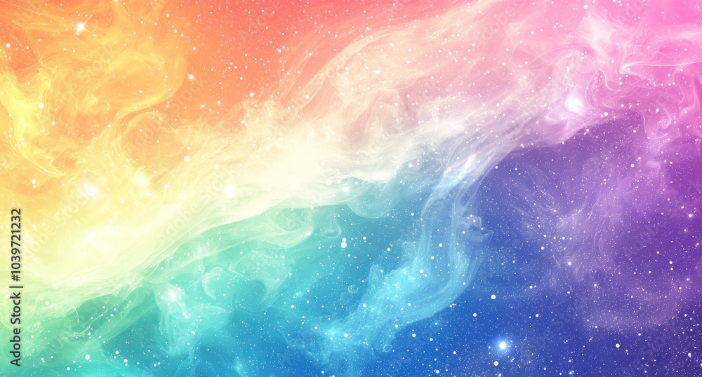 Wall mural pastel-colored dreamy nebula with sparkles generative ai