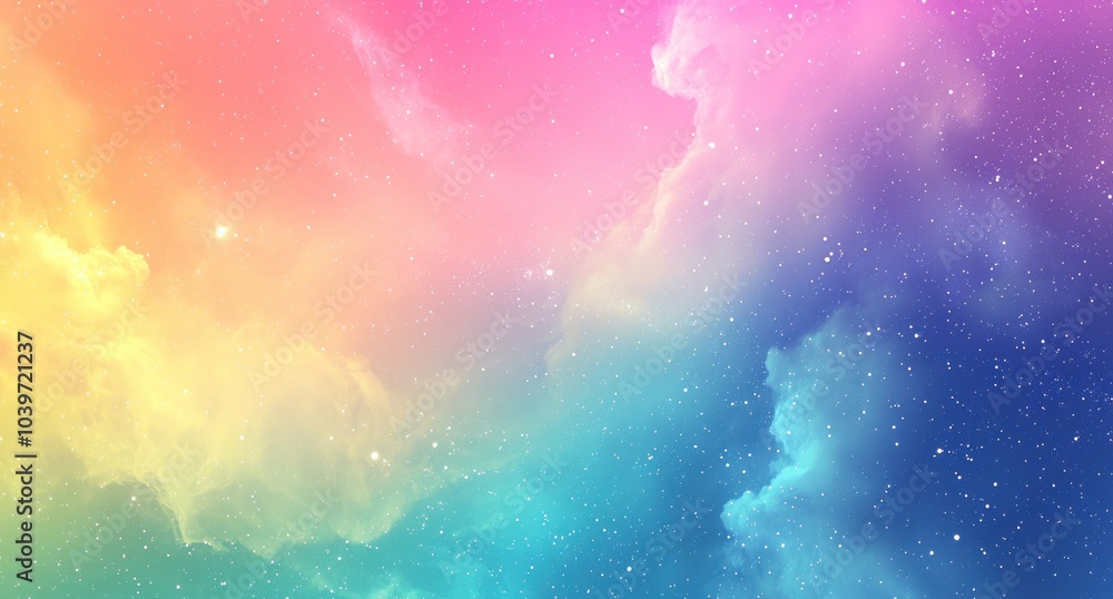 Wall mural pastel-colored dreamy nebula with sparkles generative ai