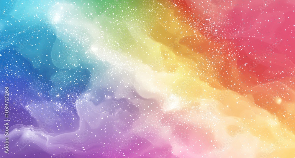 Wall mural pastel-colored dreamy nebula with sparkles generative ai