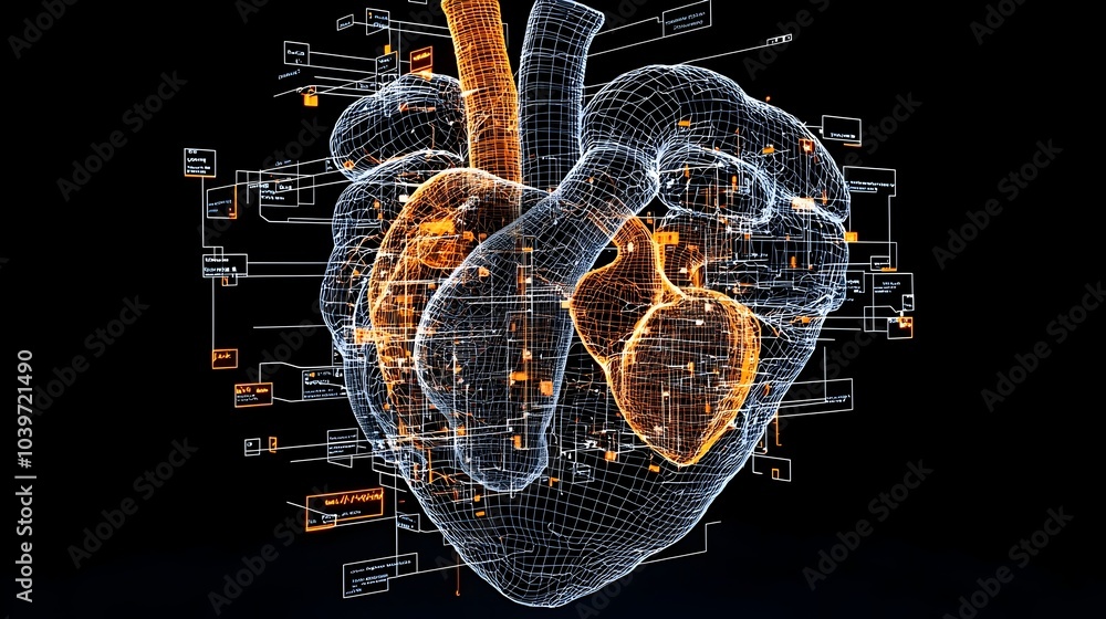 Leinwandbilder Glowing mesh diagram visualizing the intricate network of the human cardiovascular system with flowing arteries and veins pulsing with energy and life  A conceptual