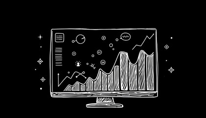 Obraz premium Predictive analytics business intelligence technology concept on screen isolated with white highlights, png