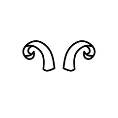 Horn thin line icon set. Animal carnival costume collection of simple outline signs