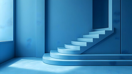 Obraz premium Blue Abstract 3D Background With Staircase