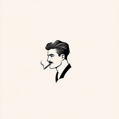 A minimalist line drawing of a man smoking a cigarette.