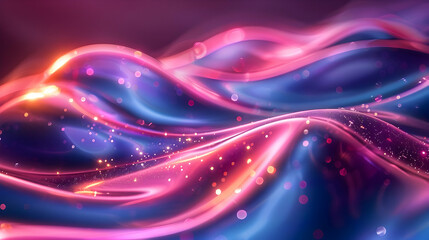 Obraz premium Abstract Background with Pink and Blue Waves and Glowing Lights