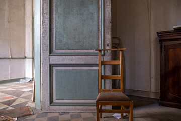 old wooden door in building