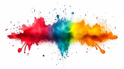 Abstract Colorful Watercolor Splashes and Splatters on White Background