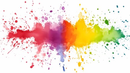 Obraz premium Abstract Watercolor Rainbow Splashes and Splatters on White Background