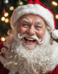 Close up of a happy Santa Claus man.