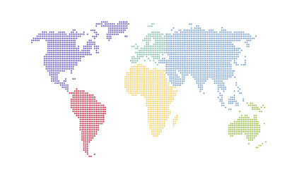 Fototapeta premium Dotted color world map vector