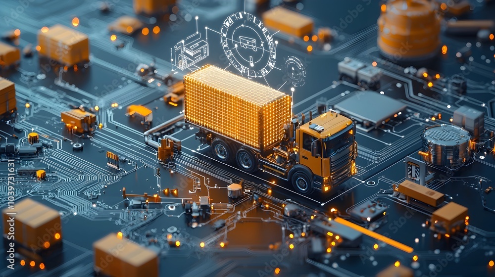 Leinwandbilder glowing smart logistics hubs thriving with ai powered mesh networks showcasing the future of automat