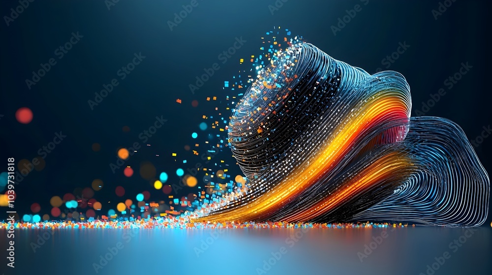 Leinwandbilder glowing stylized mesh light trails create a dynamic futuristic background for presentations designs 