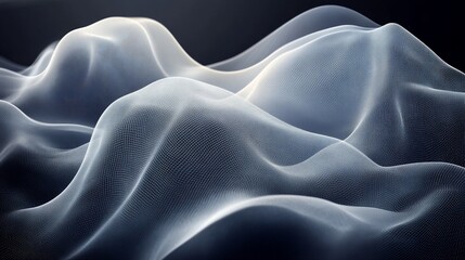 Obraz premium Ethereal waves of translucent fabric create a serene, abstract landscape.