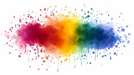 Fototapeta premium Abstract Watercolor Rainbow Splashes and Drips