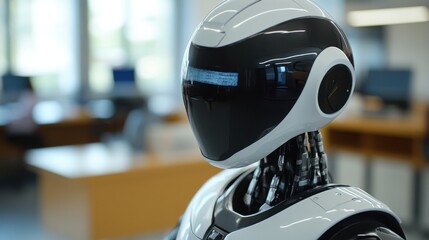 A close-up of the advanced learning algorithms and educational interaction capabilities of a humanoid teaching assistant robot in an educational robotics lab, Robotics style, photo of