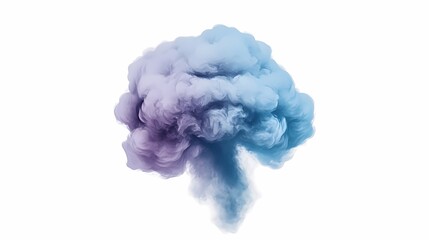 Fototapeta premium Abstract Purple and Blue Smoke Cloud Isolated on White Background