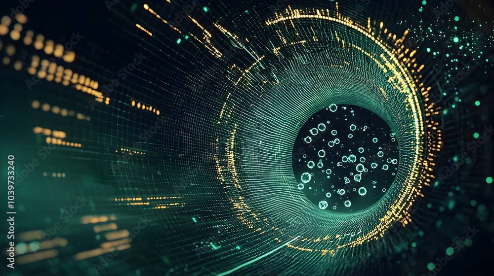 Aufkleber Mesh Light Paths Visualizing the Dynamic Movement of Particles in a Collider Simulation   An Abstract and Futuristic Digital Artwork Depicting the Flow of Energy and Data in a Conceptual