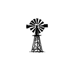 A simple silhouette of a windmill.
