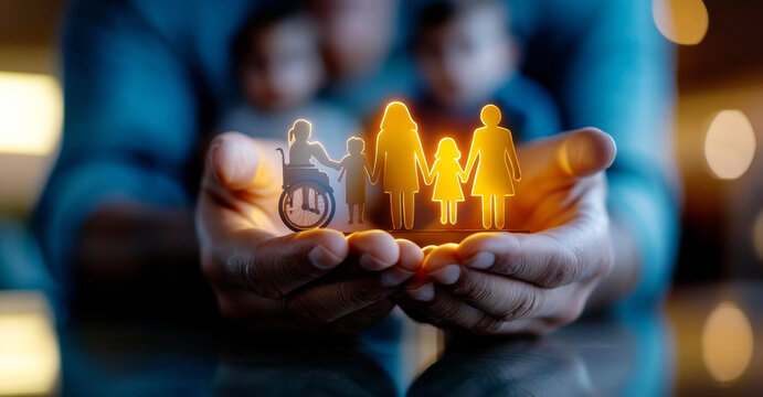 Protecting What Matters Most: A pair of hands gently cradles a family silhouette, symbolizing the unwavering commitment to safeguarding the well-being of loved ones.