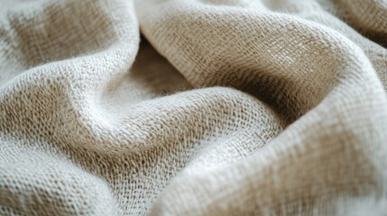 Close-up of natural weave cloth texture, showing the delicate pattern of organic fibers and subtle imperfections, creating an earthy and organic feel