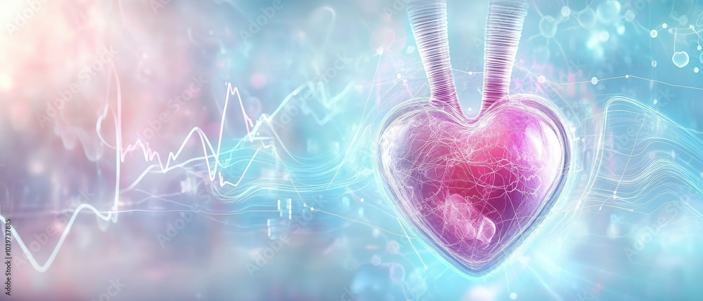 Poster heart of data, a vibrant representation of a heart symbolizing life and emotion intertwined with dig