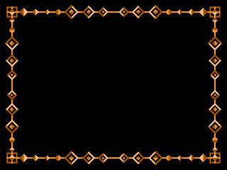 Art deco frame. Vintage linear border. Geometric gold frame in line art style. Design a template for invitations, leaflets and greeting cards. Vector illustration