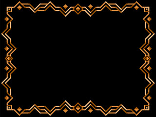 Art deco frame. Vintage linear border. Geometric gold frame in line art style. Design a template for invitations, leaflets and greeting cards. Vector illustration