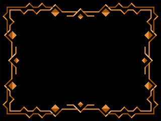 Art deco frame. Vintage linear border. Geometric gold frame in line art style. Design a template for invitations, leaflets and greeting cards. Vector illustration