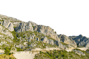 Rocky Mountain range cut out on white 