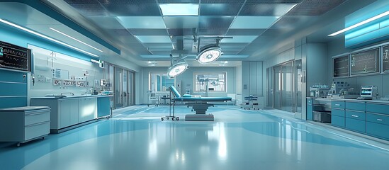 Obraz premium Hospital with modern areas including the operating theater, ICU, and prep zones.