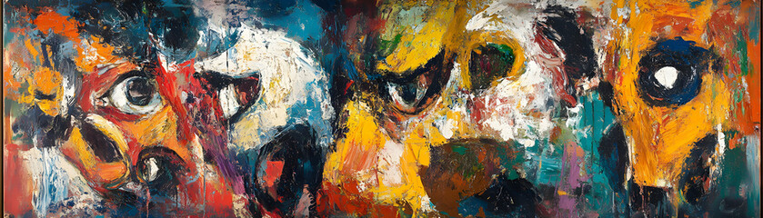 Abstract Expressionist Oil Painting with Bold Colors and Gestural Strokes