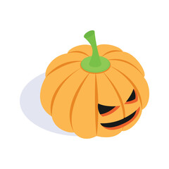 Halloween pumpkin isometric icon, editable design