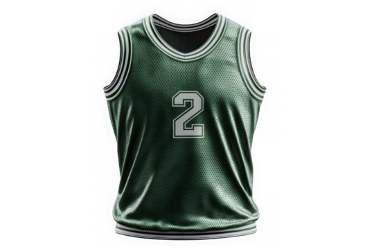 Green Basketball Jersey, number 2 isolated on transparent background, png file, no background png file