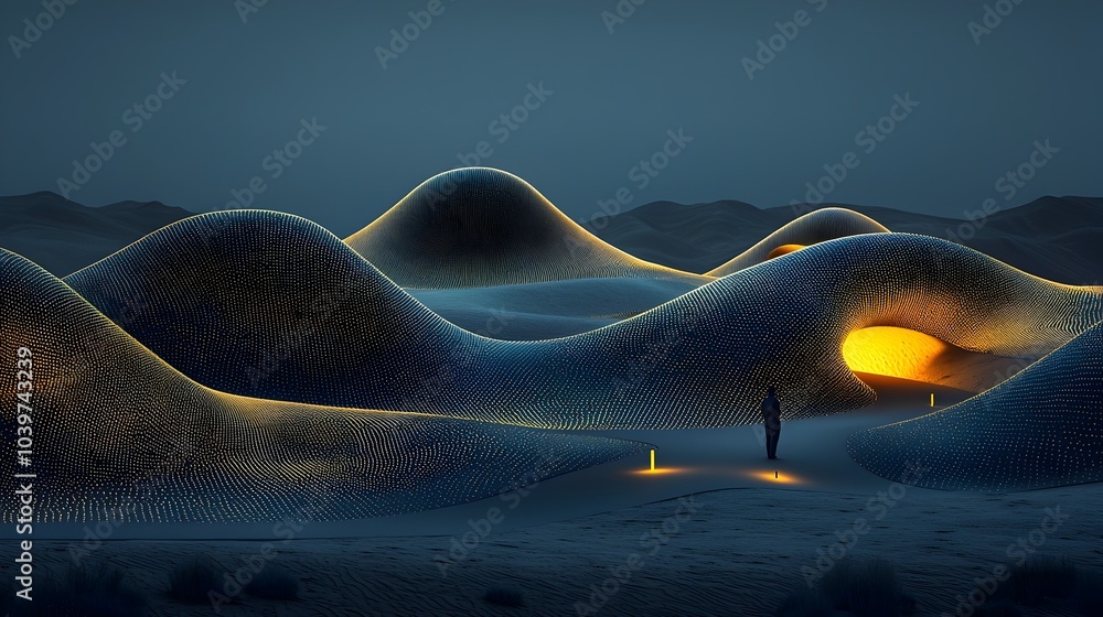 Aufkleber Vibrant and dynamic hillside patterns simulating the natural growth and evolution of seasonal vegetation  Abstract and digital showcasing a generative