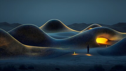 Vibrant and dynamic hillside patterns simulating the natural growth and evolution of seasonal vegetation  Abstract and digital showcasing a generative