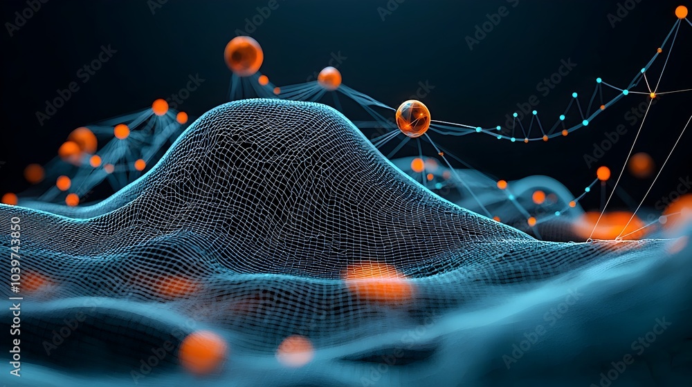 Poster vibrant glow mesh line abstract swirls and waves with a dynamic modern and captivating visual effect