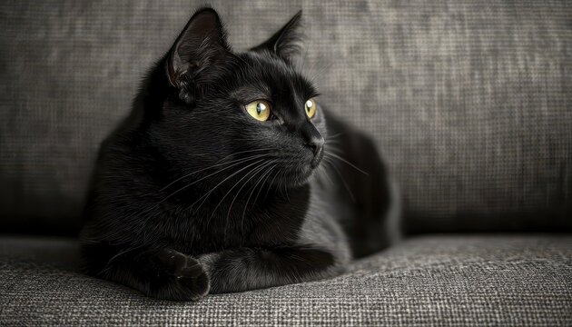 A Black Bombay Cat sitting idel 